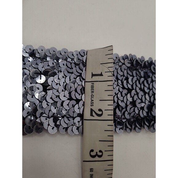 Vintage Sequin Womens Belt Size Large Blue 80s 90s Retro Funky Disco Stretch - Picture 7 of 8